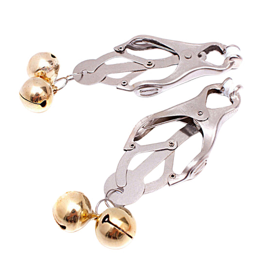 BDSM Adjustable Nipple Clamps with Bell and Butterfly Design