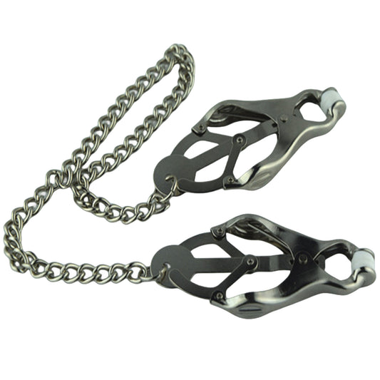 Butterfly Nipple Clamps with Locking Chain - BDSM-Focused Design
