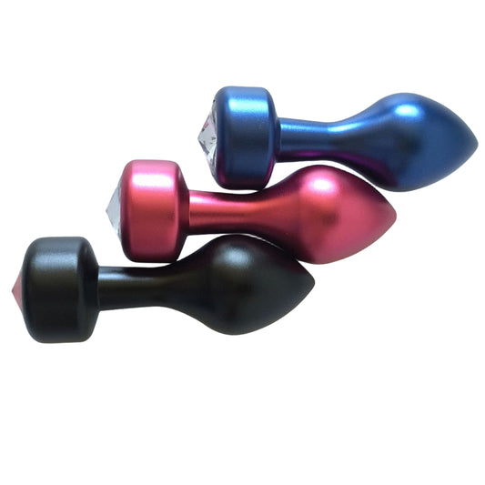 Colorful Stainless Steel Anal Plugs - 304 Non-Rust Material, 2.8cm Diameter, 8.1cm Insertable Length, Available in Red, Black, Blue Options