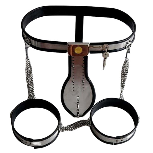 Premium 304 Stainless Steel Chastity Belts for Men with Thigh Restraint Hoops